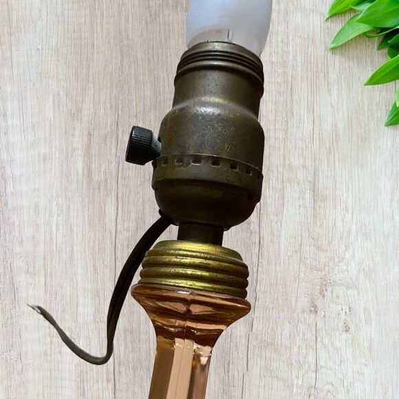 Pink Depression Glass Stick Lamps Hexagonal Base 2 - Picture 10 of 10